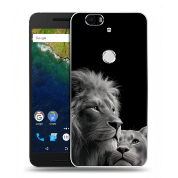 Силиконовый чехол на Google Huawei Nexus 6P с принтом Лев кошки Силиконовый чехол на Google Huawei Nexus 6P с принтом Лев кошки