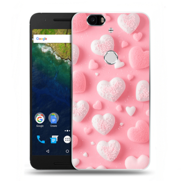 Силиконовый чехол на Google Huawei Nexus 6P с принтом Сердечки