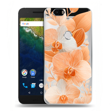 Силиконовый чехол на Google Huawei Nexus 6P с принтом Бежевые цветы Силиконовый чехол на Google Huawei Nexus 6P с принтом Бежевые цветы