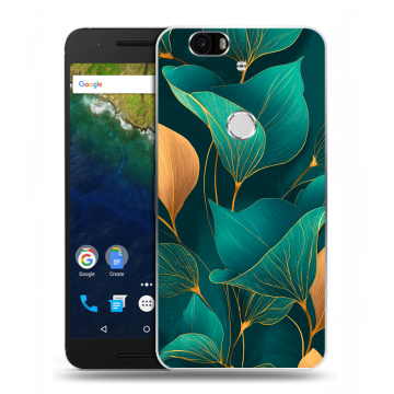 Силиконовый чехол на Google Huawei Nexus 6P с принтом Листья и золото Силиконовый чехол на Google Huawei Nexus 6P с принтом Листья и золото