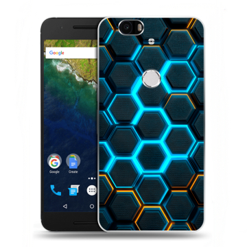 Силиконовый чехол на Google Huawei Nexus 6P с принтом Неоновые соты Силиконовый чехол на Google Huawei Nexus 6P с принтом Неоновые соты