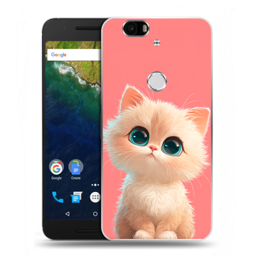 Силиконовый чехол на Google Huawei Nexus 6P с принтом Розовый котенок Силиконовый чехол на Google Huawei Nexus 6P с принтом Розовый котенок