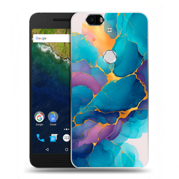 Силиконовый чехол на Google Huawei Nexus 6P с принтом Мрамор блестки Силиконовый чехол на Google Huawei Nexus 6P с принтом Мрамор блестки