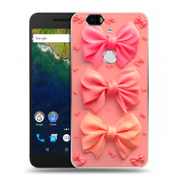 Силиконовый чехол на Google Huawei Nexus 6P с принтом Розовые бантики Силиконовый чехол на Google Huawei Nexus 6P с принтом Розовые бантики