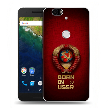 Силиконовый чехол на Google Huawei Nexus 6P с принтом Флаг Герб СССР Силиконовый чехол на Google Huawei Nexus 6P с принтом Флаг Герб СССР