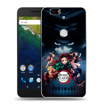 Силиконовый чехол на Google Huawei Nexus 6P с принтом Demon Slayer Клинок рассекающий демонов