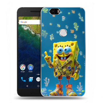 Силиконовый чехол на Google Huawei Nexus 6P с принтом Спанч боб Спанчбоб