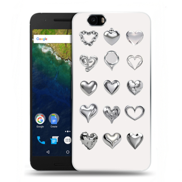 Силиконовый чехол на Google Huawei Nexus 6P с принтом Y2K сердечки