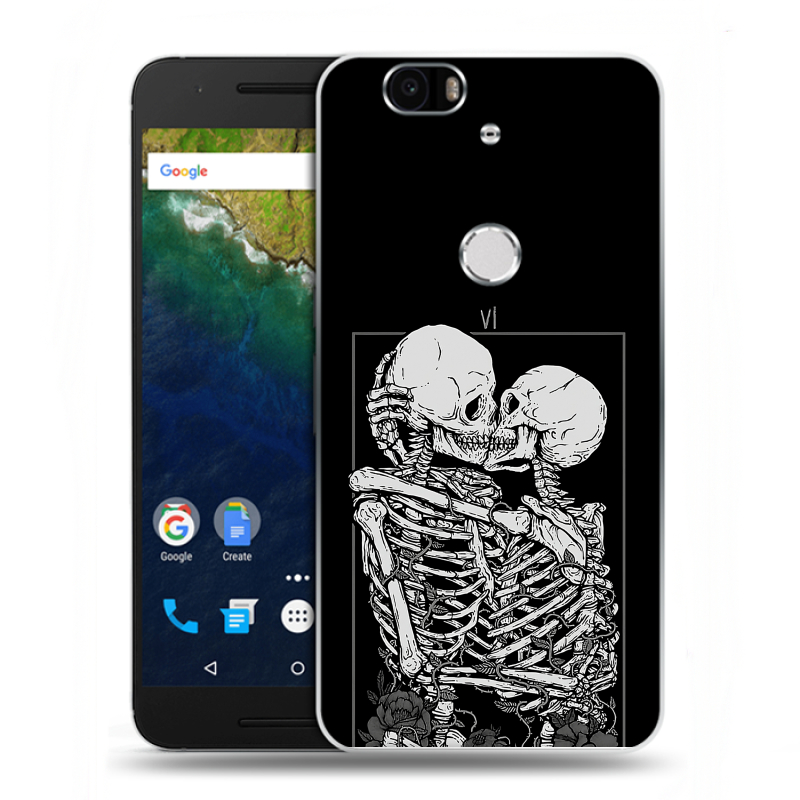 Силиконовый чехол на Google Huawei Nexus 6P с принтом Поцелуй скелетов Силиконовый чехол на Google Huawei Nexus 6P с принтом Поцелуй скелетов