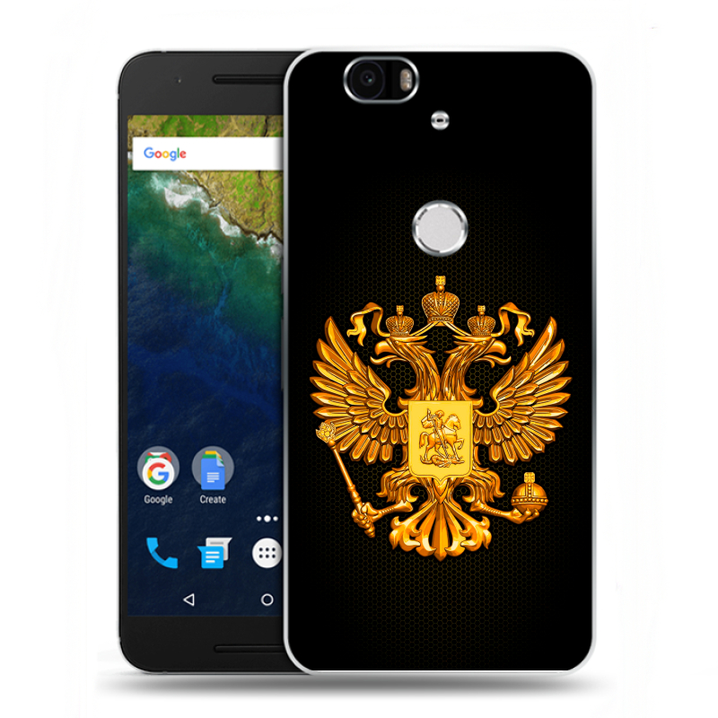 Силиконовый чехол на Google Huawei Nexus 6P с принтом Герб России желтый Силиконовый чехол на Google Huawei Nexus 6P с принтом Герб России желтый