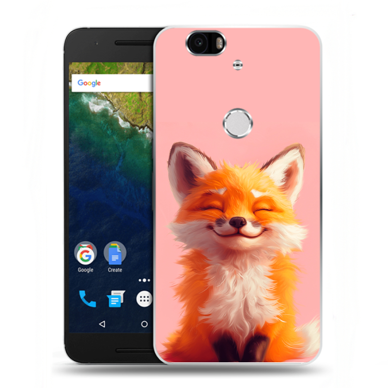 Силиконовый чехол на Google Huawei Nexus 6P с принтом милая лиса Силиконовый чехол на Google Huawei Nexus 6P с принтом милая лиса