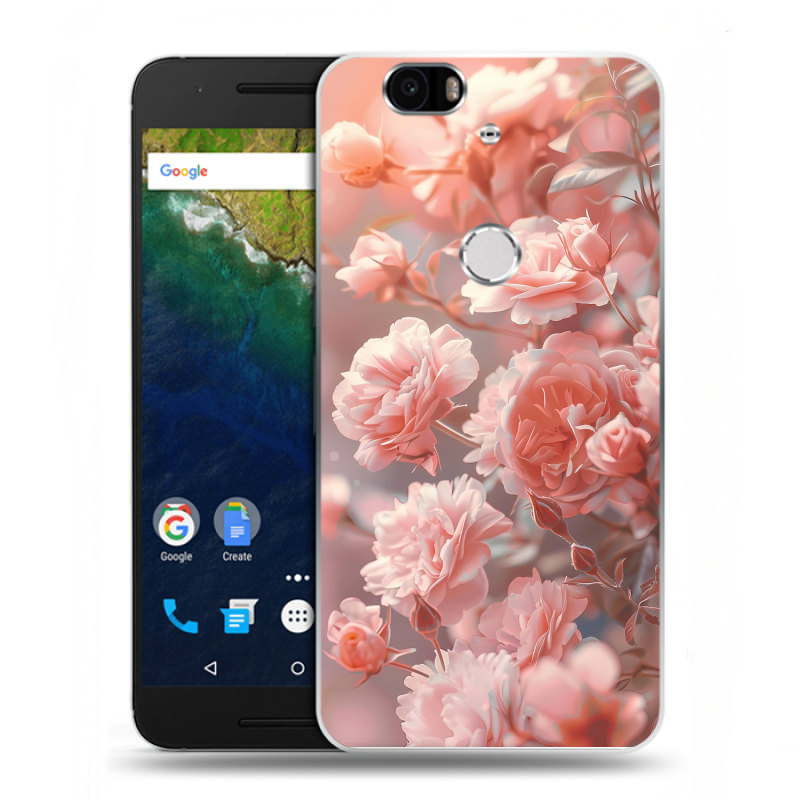 Силиконовый чехол на Google Huawei Nexus 6P с принтом Розовые розы Силиконовый чехол на Google Huawei Nexus 6P с принтом Розовые розы