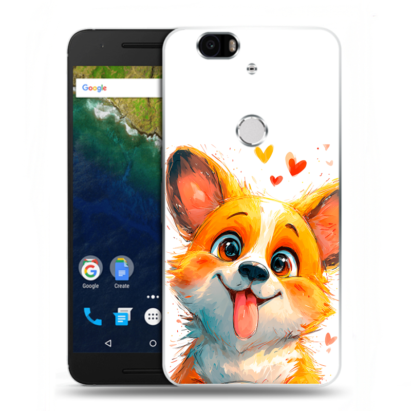 Силиконовый чехол на Google Huawei Nexus 6P с принтом корги Силиконовый чехол на Google Huawei Nexus 6P с принтом корги