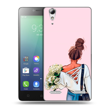 Силиконовый чехол на Lenovo A6010 с принтом Девушка и букет