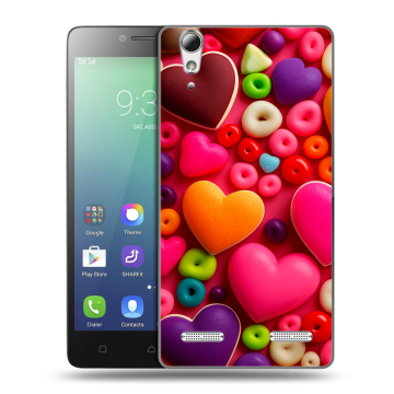 Силиконовый чехол на Lenovo A6010 с принтом Сердечки