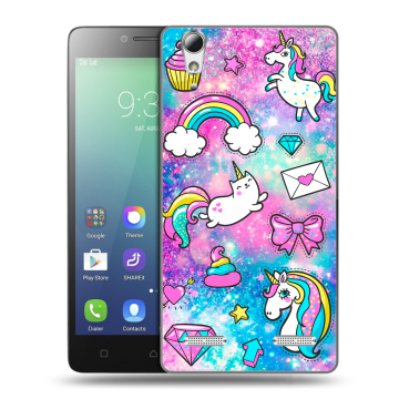 Силиконовый чехол на Lenovo A6010 с принтом Единороги