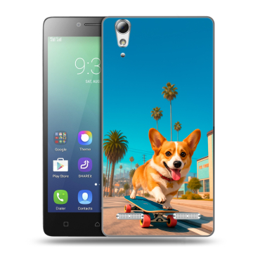 Силиконовый чехол на Lenovo A6010 с принтом Корги на скейте Силиконовый чехол на Lenovo A6010 с принтом Корги на скейте