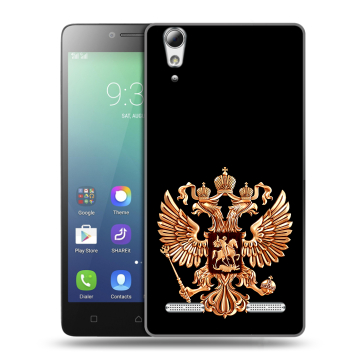 Силиконовый чехол на Lenovo A6010 с принтом Герб России золотой