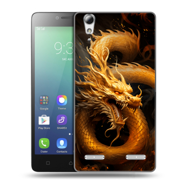Силиконовый чехол на Lenovo A6010 с принтом Золотой дракон