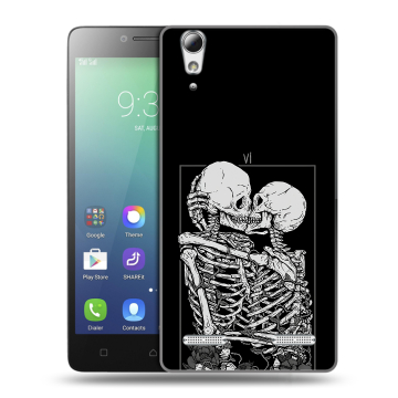 Силиконовый чехол на Lenovo A6010 с принтом Поцелуй скелетов Силиконовый чехол на Lenovo A6010 с принтом Поцелуй скелетов