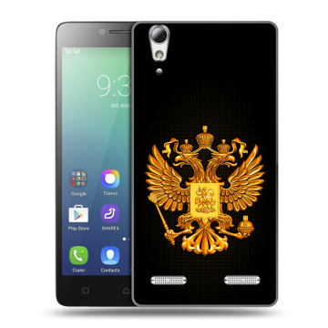 Силиконовый чехол на Lenovo A6010 с принтом Герб России желтый