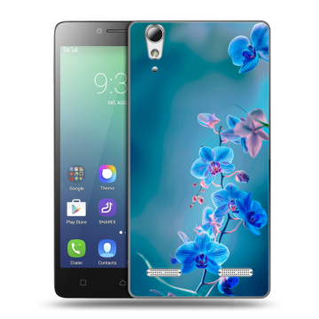 Силиконовый чехол на Lenovo A6010 с принтом Голубые цветы Силиконовый чехол на Lenovo A6010 с принтом Голубые цветы