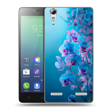Силиконовый чехол на Lenovo A6010 с принтом голубые орхидеи Силиконовый чехол на Lenovo A6010 с принтом голубые орхидеи