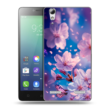 Силиконовый чехол на Lenovo A6010 с принтом цветы бабочки Силиконовый чехол на Lenovo A6010 с принтом цветы бабочки
