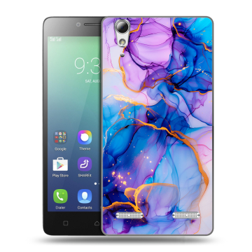 Силиконовый чехол на Lenovo A6010 с принтом синий мрамор Силиконовый чехол на Lenovo A6010 с принтом синий мрамор
