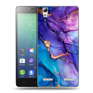 Силиконовый чехол на Lenovo A6010 с принтом синий мрамор Силиконовый чехол на Lenovo A6010 с принтом синий мрамор