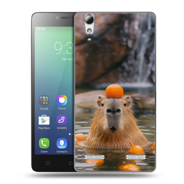 Силиконовый чехол на Lenovo A6010 с принтом Капибара с апельсином Силиконовый чехол на Lenovo A6010 с принтом Капибара с апельсином