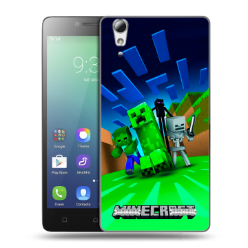 Силиконовый чехол на Lenovo A6010 с принтом Майнкрафт