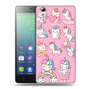 Силиконовый чехол на Lenovo A6010 с принтом Единороги и радуга Силиконовый чехол на Lenovo A6010 с принтом Единороги и радуга