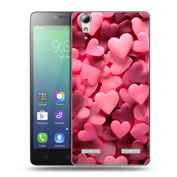 Силиконовый чехол на Lenovo A6010 с принтом розовые сердечки Силиконовый чехол на Lenovo A6010 с принтом розовые сердечки