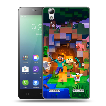 Силиконовый чехол на Lenovo A6010 с принтом Майнкрафт Minecraft