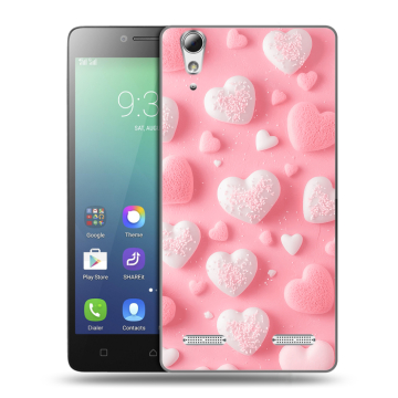 Силиконовый чехол на Lenovo A6010 с принтом Сердечки