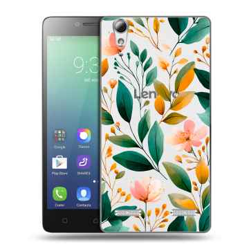 Силиконовый чехол на Lenovo A6010 с принтом Цветы паттерн Силиконовый чехол на Lenovo A6010 с принтом Цветы паттерн