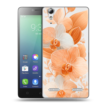 Силиконовый чехол на Lenovo A6010 с принтом Бежевые цветы Силиконовый чехол на Lenovo A6010 с принтом Бежевые цветы