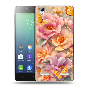 Силиконовый чехол на Lenovo A6010 с принтом Цветы и бабочки Силиконовый чехол на Lenovo A6010 с принтом Цветы и бабочки