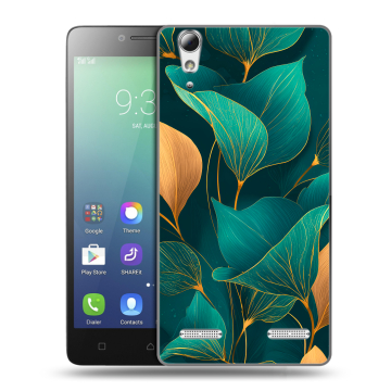 Силиконовый чехол на Lenovo A6010 с принтом Листья и золото Силиконовый чехол на Lenovo A6010 с принтом Листья и золото
