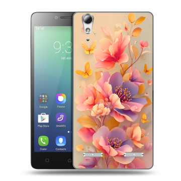 Силиконовый чехол на Lenovo A6010 с принтом Цветы и бабочки Силиконовый чехол на Lenovo A6010 с принтом Цветы и бабочки