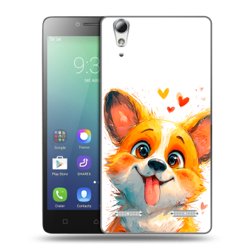 Силиконовый чехол на Lenovo A6010 с принтом корги Силиконовый чехол на Lenovo A6010 с принтом корги