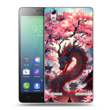 Силиконовый чехол на Lenovo A6010 с принтом Дракон Японский Силиконовый чехол на Lenovo A6010 с принтом Дракон Японский