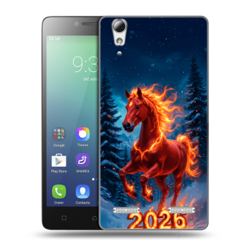 Силиконовый чехол на Lenovo A6010 с принтом Новый год коня Силиконовый чехол на Lenovo A6010 с принтом Новый год коня