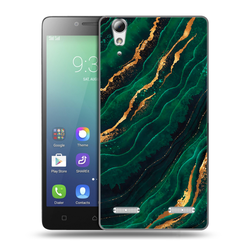 Силиконовый чехол на Lenovo A6010 с принтом Мрамор зеленое золото Силиконовый чехол на Lenovo A6010 с принтом Мрамор зеленое золото
