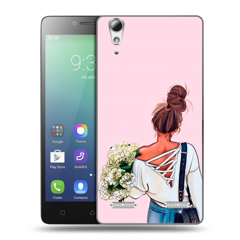 Силиконовый чехол на Lenovo A6010 с принтом Девушка и букет Силиконовый чехол на Lenovo A6010 с принтом Девушка и букет