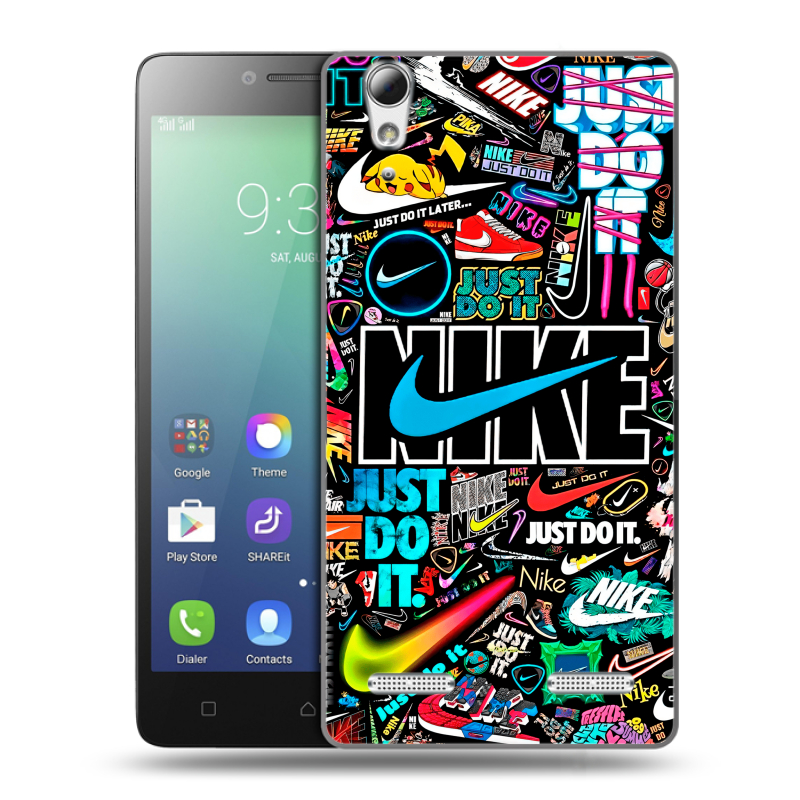 Силиконовый чехол на Lenovo A6010 с принтом найк nike черный Силиконовый чехол на Lenovo A6010 с принтом найк nike черный