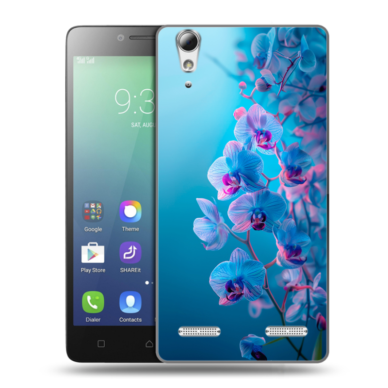 Силиконовый чехол на Lenovo A6010 с принтом голубые орхидеи Силиконовый чехол на Lenovo A6010 с принтом голубые орхидеи