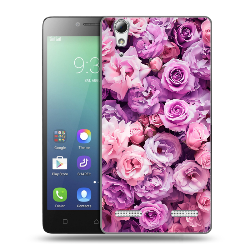 Силиконовый чехол на Lenovo A6010 с принтом лавандовые розы Силиконовый чехол на Lenovo A6010 с принтом лавандовые розы