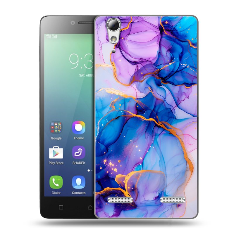 Силиконовый чехол на Lenovo A6010 с принтом синий мрамор Силиконовый чехол на Lenovo A6010 с принтом синий мрамор